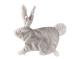 Doudou attache-tétine lapin beige-gris Emma - Position allongée 24 cm, Hauteur 14 cm