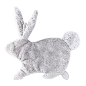 Doudou attache-tétine lapin gris clair Emma - Position allongée 24 cm, Hauteur 15 cm - Dimpel - 885612
