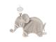 Doudou attache-tétine éléphant beige-gris Oscar - Position allongée 27 cm, Hauteur 17 cm - Dimpel