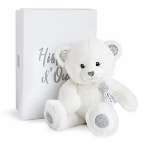Peluche ours charms - blanc - taille 24 cm - boîte cadeau - Histoire d'ours - HO2805