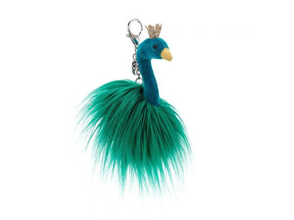 Fancy peacock bag charm - 14 cm