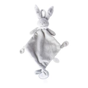 Doudou attache-tétine lapin gris clair Ella - Hauteur 25 cm - Dimpel - 823017
