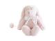 Doudou musical lapin blanc rose Flore - Position assis 18 cm, Debout 30 cm
