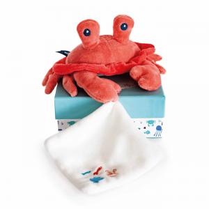 Crabe avec doudou - corail - taille 19 cm - Doudou et compagnie - DC3652