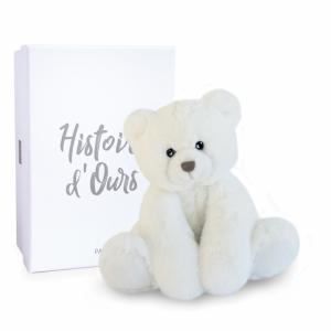 Peluche ours oscar - ivoire - taille 25 cm - boîte cadeau - Histoire d'ours - HO3022