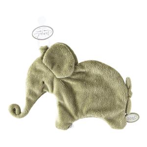Doudou attache-tétine éléphant vert Oscar - Position allongée 27 cm, Hauteur 17 cm - Dimpel - 884910