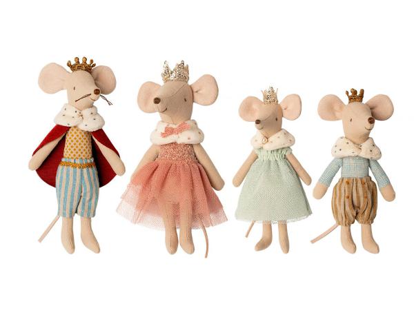 Set de poupées - famille souris - roi, reine, princesse, prince - taille 15 cm