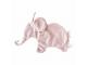 Doudou attache-tétine éléphant rose Oscar - Position allongée 27 cm, Hauteur 17 cm