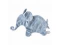 Doudou attache-tétine éléphant bleu Oscar - Position allongée 27 cm, Hauteur 17 cm - Dimpel - 884806