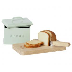 Maileg - 11-1308-00 - Boîte à pain miniature w. planche à découper et couteau, taille : H : 4 cm - L : 8 cm - l : 4,5 cm (472000)