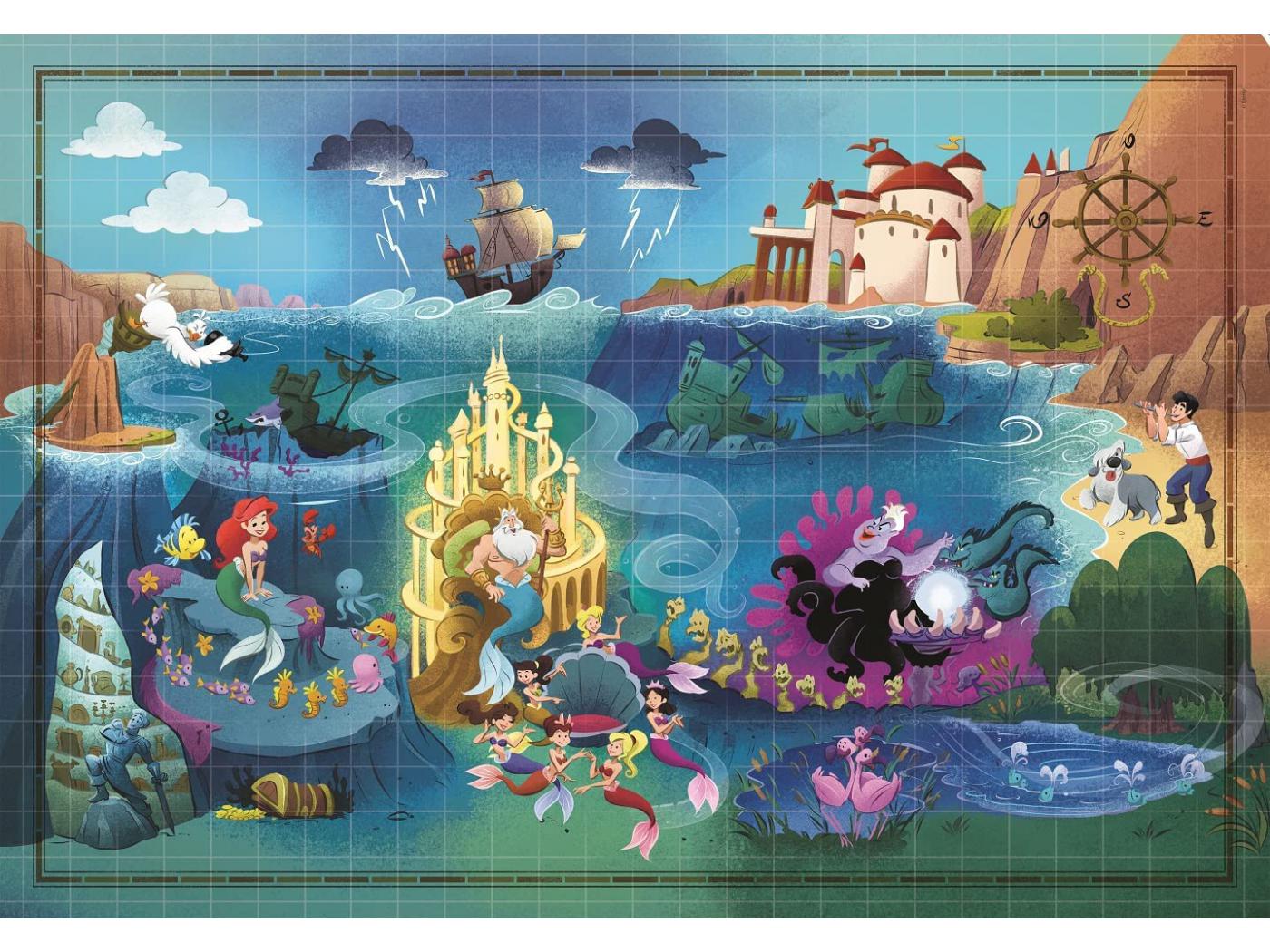 Clementoni - Puzzle adulte, Disney Maps - 1000 pièces - La Petite Sirène