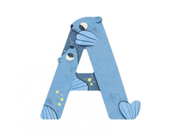 Lettre bois a bleu l'alphabet (emb/6)