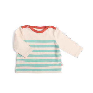 HADRIEN Tee-shirt 18m jersey écru et vert motif marinière  - 18 mois - Moulin Roty - 719805