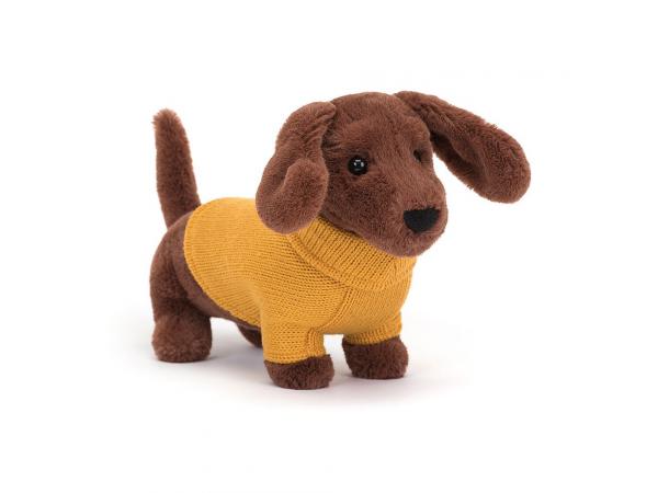 Sweater sausage dog yellow - l: 16 cm x l: 7 cm x h: 14 cm