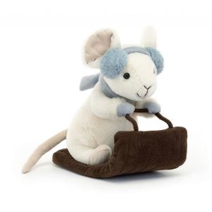 Peluche Merry Mouse Sleighing - H : 18 cm x L : 11 cm - Jellycat - MER3SLE
