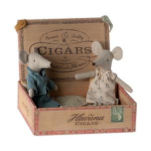 Maman et papa souris dans leur boîte à cigares - Maileg - 17-3302-00