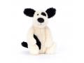 Peluche Bashful Black & Cream Puppy Little - L: 9 cm x H: 18 cm - Jellycat - BASS6BCPNN